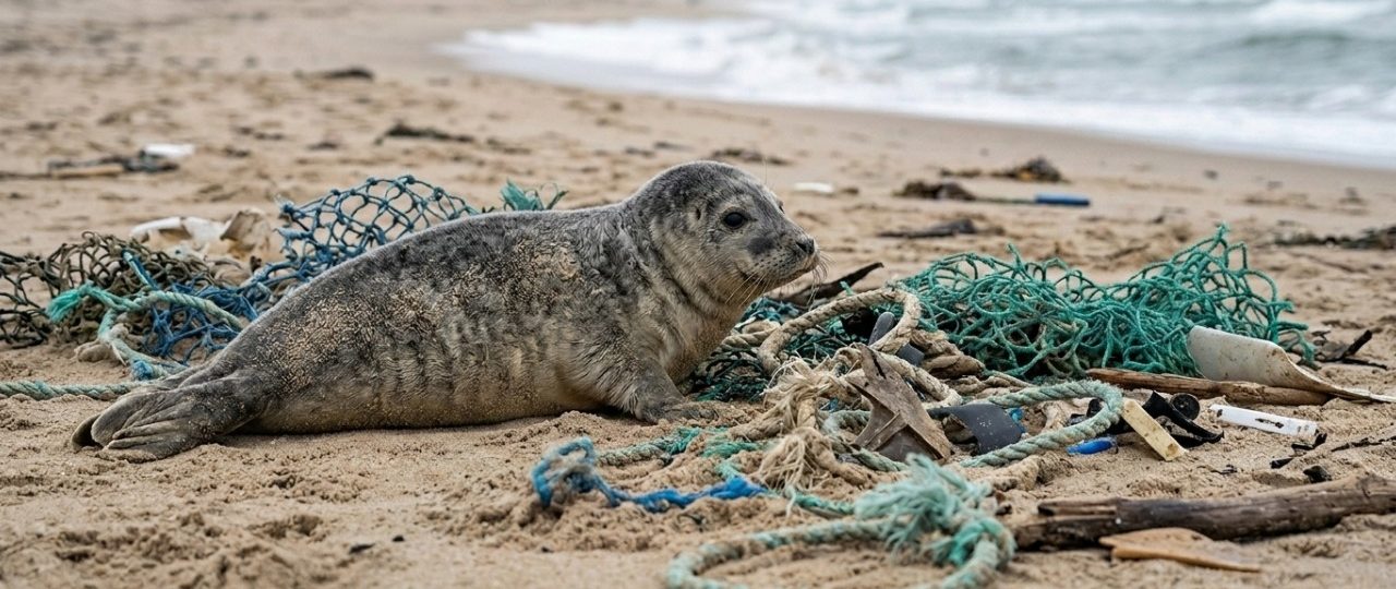 Banhista clama por socorro ao encontrar animal selvagem descansando em montanha de lixo, revelando a proximidade alarmante entre vida silvestre e resíduos humanos