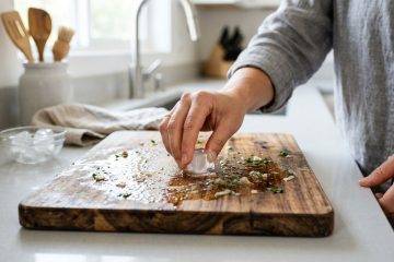 Gelo na tábua de madeira: a solução inusitada para acabar com odores na cozinha