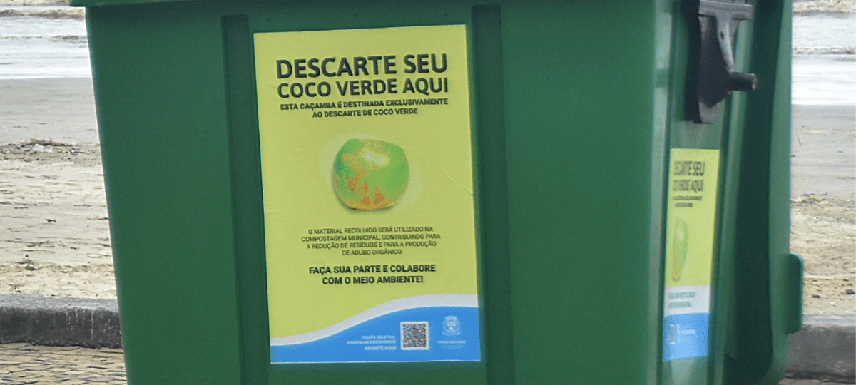 Praia Grande transforma cascas de coco em adubo urbano