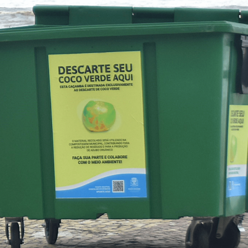 Praia Grande transforma cascas de coco em adubo urbano