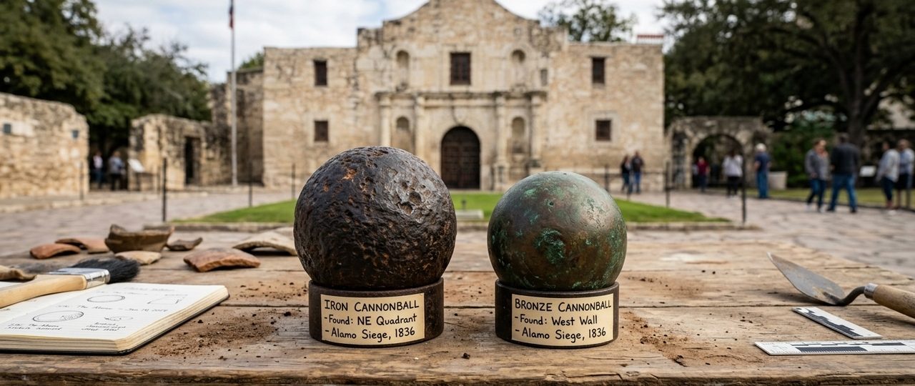 Arqueólogos encontram segunda bala de canhão da Batalha do Álamo, possivelmente disparada por defensores texanos