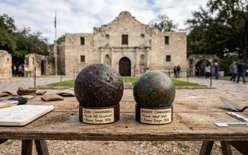 Arqueólogos encontram segunda bala de canhão da Batalha do Álamo, possivelmente disparada por defensores texanos
