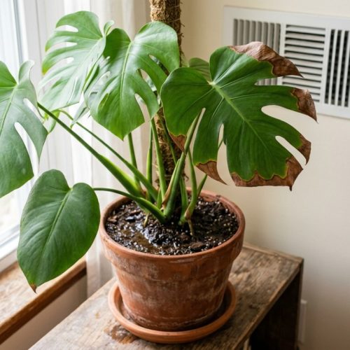 Folhas de plantas com bordas marrons? O culpado pode ser a umidade do ar, não a rega.