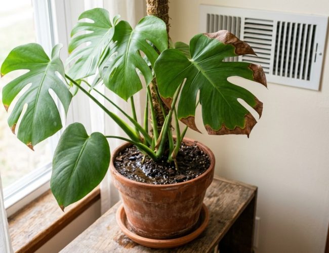 Folhas de plantas com bordas marrons? O culpado pode ser a umidade do ar, não a rega.