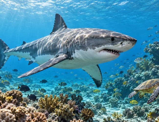 Tubarão-branco faz história ao ser avistado nos recifes de coral do Golfo do México, desvendando migração de 9.200 quilômetros